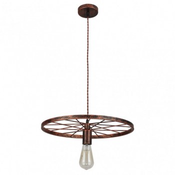 Distribuidor - Lâmpadas Diversas | Colgantes Rustica | COLGANTE MIRLO 1XE27 RUEDA MARRON OXIDO REGX41X41 CM Ref: 131891002